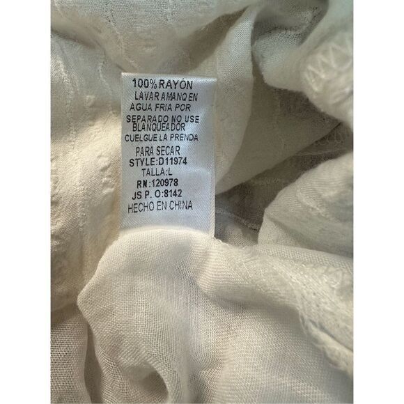 Entro women’s cream long bell sleeve tie front short dress size Large #38-0975 - Picture 6 of 6